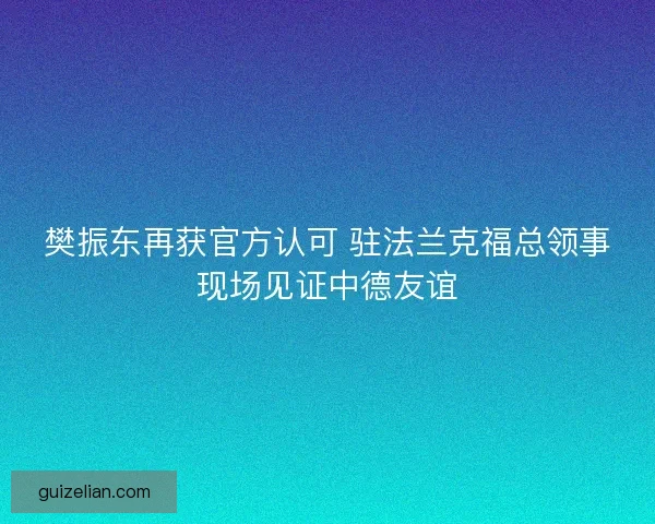 樊振东再获官方认可 驻法兰克福总领事现场见证中德友谊