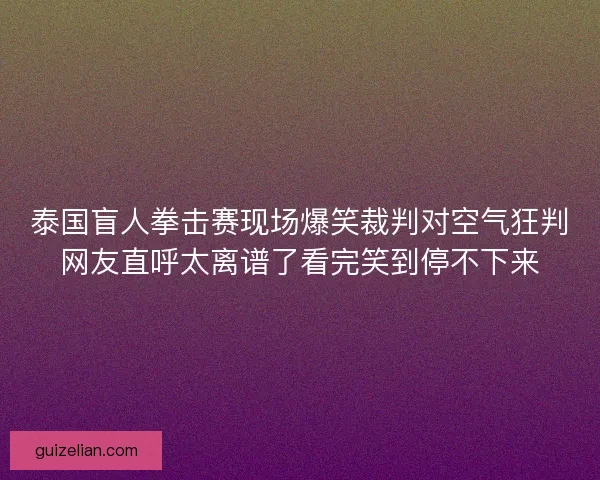 泰国盲人拳击赛现场爆笑裁判对空气狂判网友直呼太离谱了看完笑到停不下来
